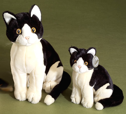 Stofftier schwarz-weiße Katze klein