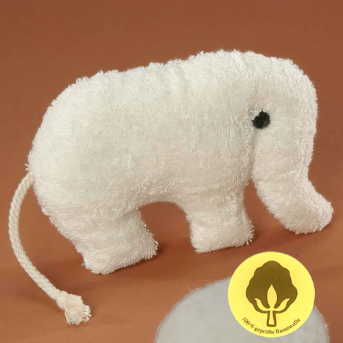 Elefant aus Baumwolle mit Rassel